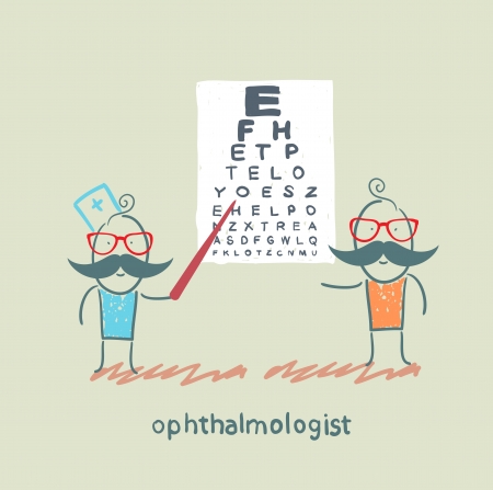 ophthalmologist checks sight of the patient with the testのイラスト素材