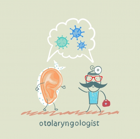otolaryngologist  talking to patients about ear diseaseのイラスト素材