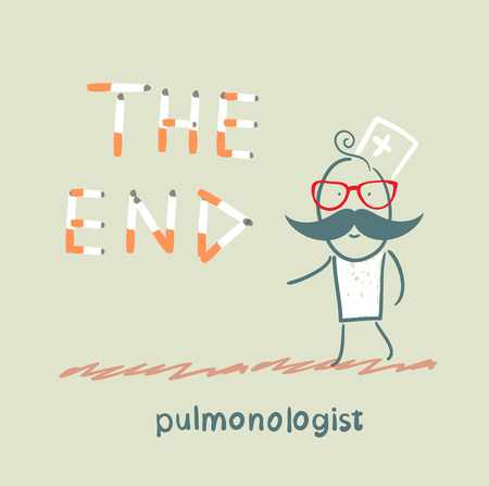 pulmonologist from cigarettes to put the words " the end"のイラスト素材