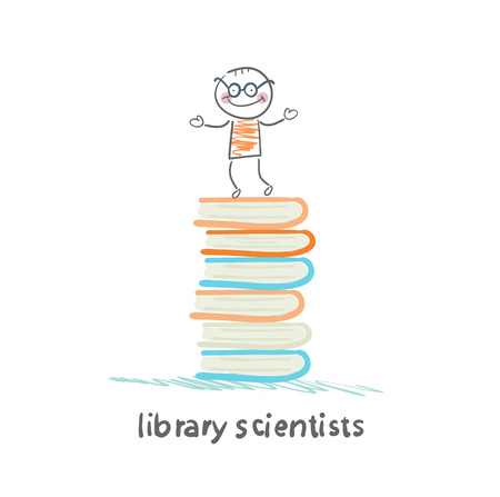Library of scientists is on the booksのイラスト素材