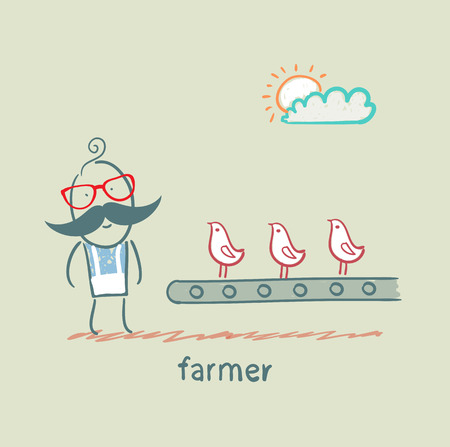 farmer grows chickensのイラスト素材