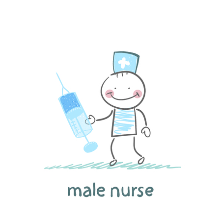 male nurse  with a syringeのイラスト素材