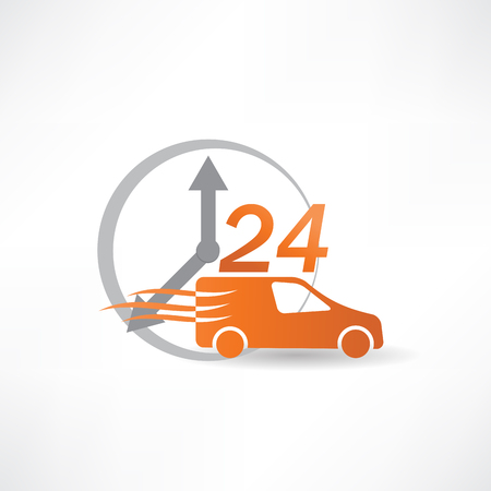 delivery car twenty-four hours a day iconのイラスト素材