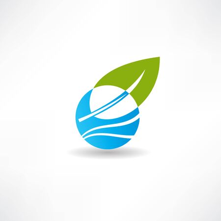 eco concept leaf and water iconのイラスト素材