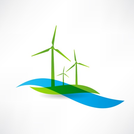 set of wind turbines iconのイラスト素材