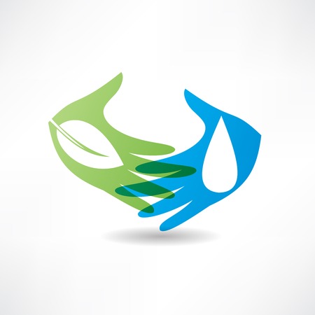 eco concept hand and water iconのイラスト素材
