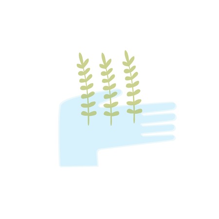 hand holding a sprouting plant and protects itのイラスト素材