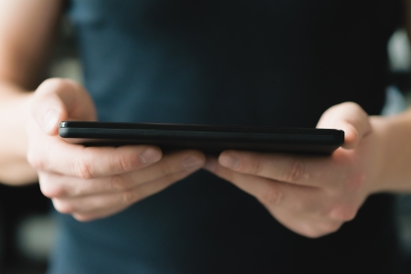 Man using digital tablet