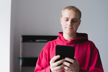 Man using digital tablet
