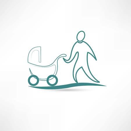 father with stroller iconの写真素材