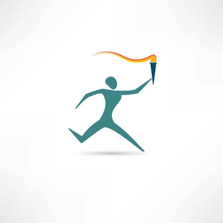 running man with a torch iconの写真素材