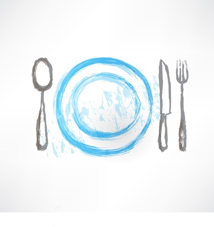 plate with spoon, knife and fork iconのイラスト素材