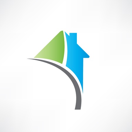abstract green blue house concept iconのイラスト素材