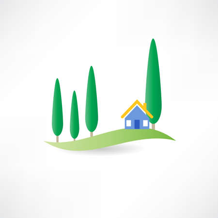house and trees iconのイラスト素材
