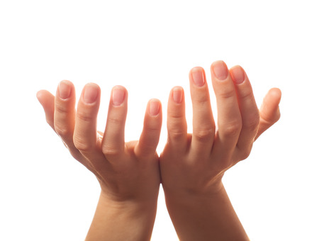 Two human hands asking for somethingの写真素材