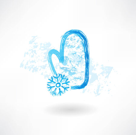 mitten and snowflake grunge iconのイラスト素材