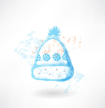 Winter hat with snowflakes grunge iconのイラスト素材