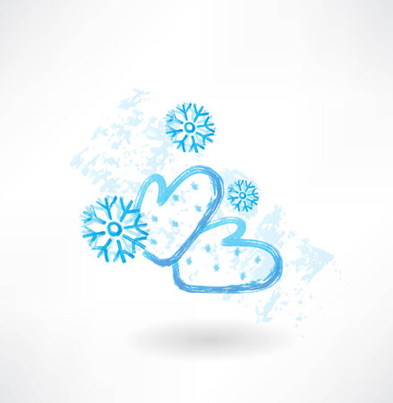 Winter mittens grunge iconのイラスト素材