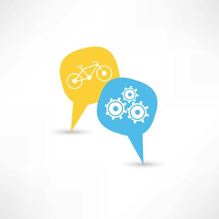 repair a bicycle in a bubble speechのイラスト素材