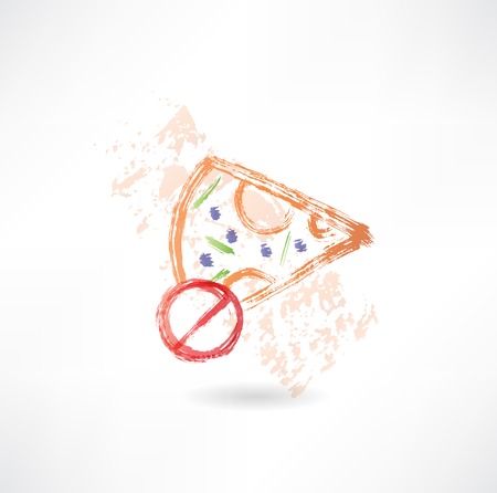 ban slice of pizza grunge iconのイラスト素材