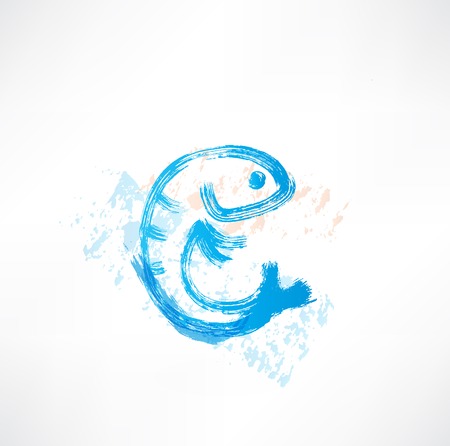 Fish blue grunge iconのイラスト素材