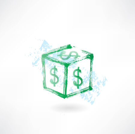 Dollar cube grunge iconのイラスト素材