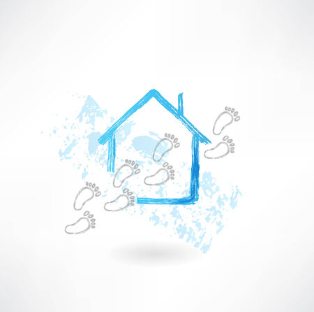 House and footsteps grunge iconのイラスト素材