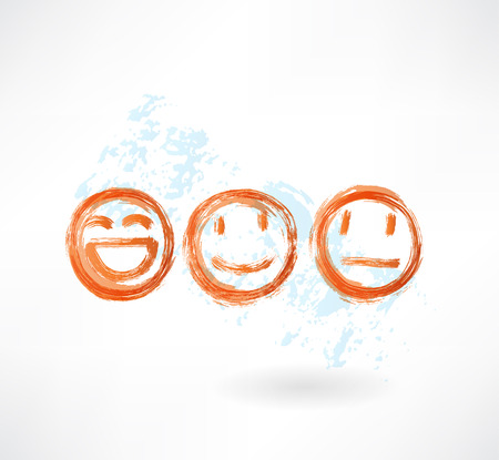 Set smiles grunge iconのイラスト素材