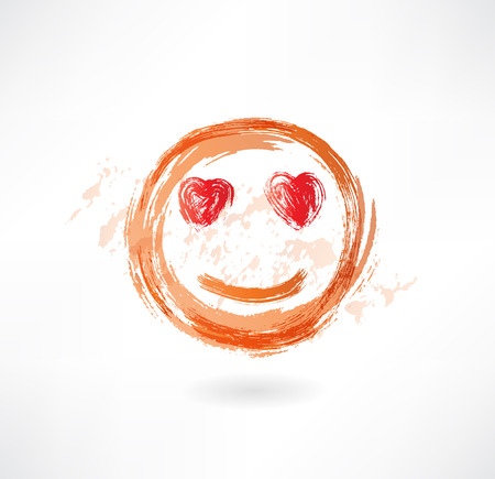 face with heart eyes grunge iconのイラスト素材