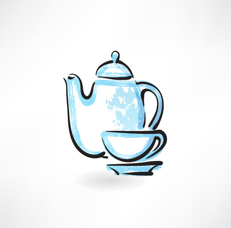 tea service grunge iconのイラスト素材