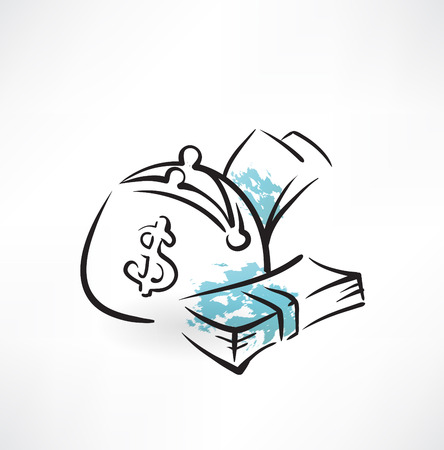 wallet with money grunge iconのイラスト素材