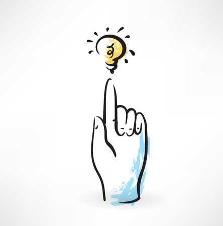 finger pointer and light bulb grunge iconのイラスト素材