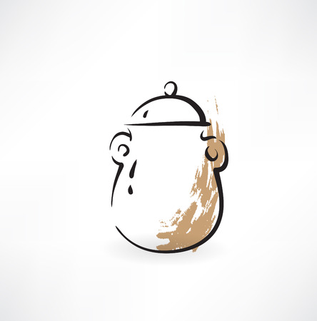ceramic pot grunge iconのイラスト素材