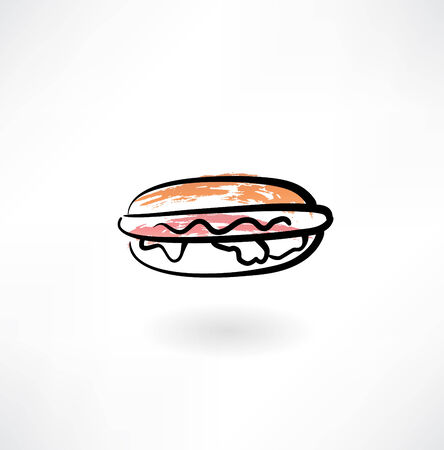 hot dog grunge iconのイラスト素材