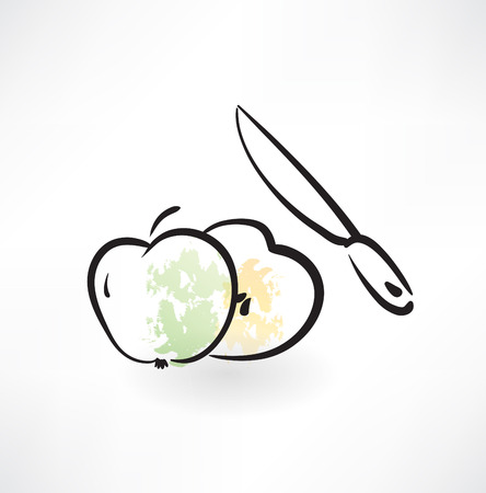 piece of an apple grunge iconのイラスト素材