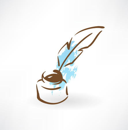 feather and inkwell grunge iconのイラスト素材