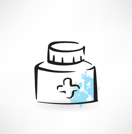 jar of pills grunge iconのイラスト素材