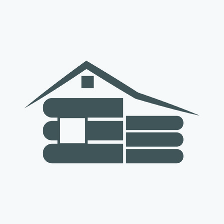 Wooden house icon on white background - Vector illustrationのイラスト素材