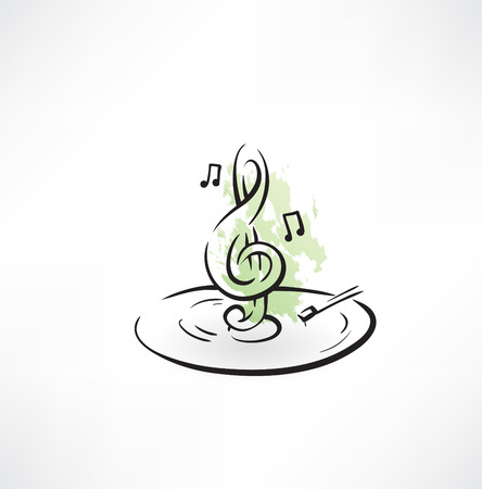 treble clef grunge iconのイラスト素材