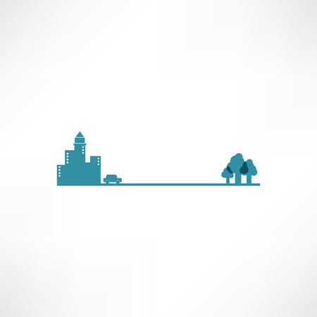 Traveling out of town for a car iconのイラスト素材