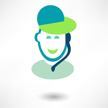 illustration of call center executive on white backgroundのイラスト素材