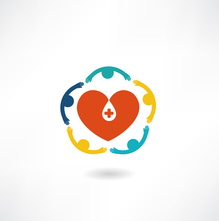 people embrace the heart iconのイラスト素材