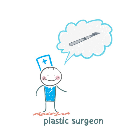 plastic surgeon surgeon thinks of a scalpelのイラスト素材