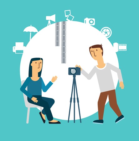 photographer photographs Woman illustrationのイラスト素材