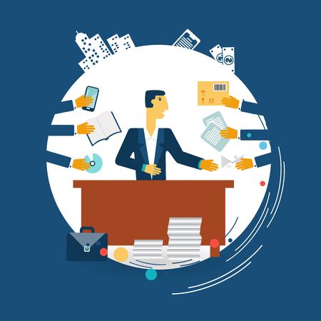 exhausted businessman work illustrationのイラスト素材