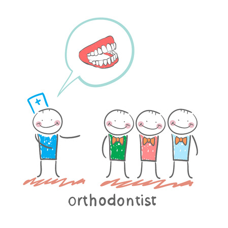 orthodontist says with patients about their teethのイラスト素材