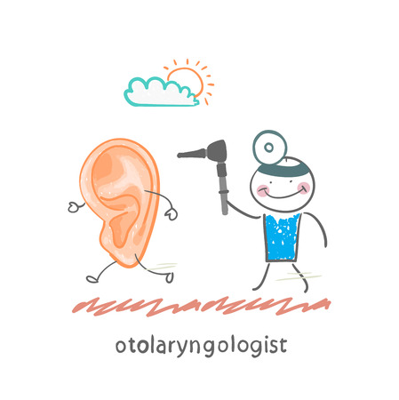 otolaryngologist  catching sore earのイラスト素材