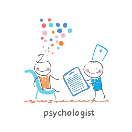 psychologist with a folder, and the patient's head explodedのイラスト素材
