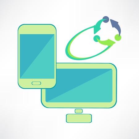 Flat vector illustration of computer network conceptのイラスト素材