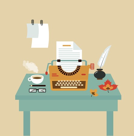 desktop typists illustrationのイラスト素材